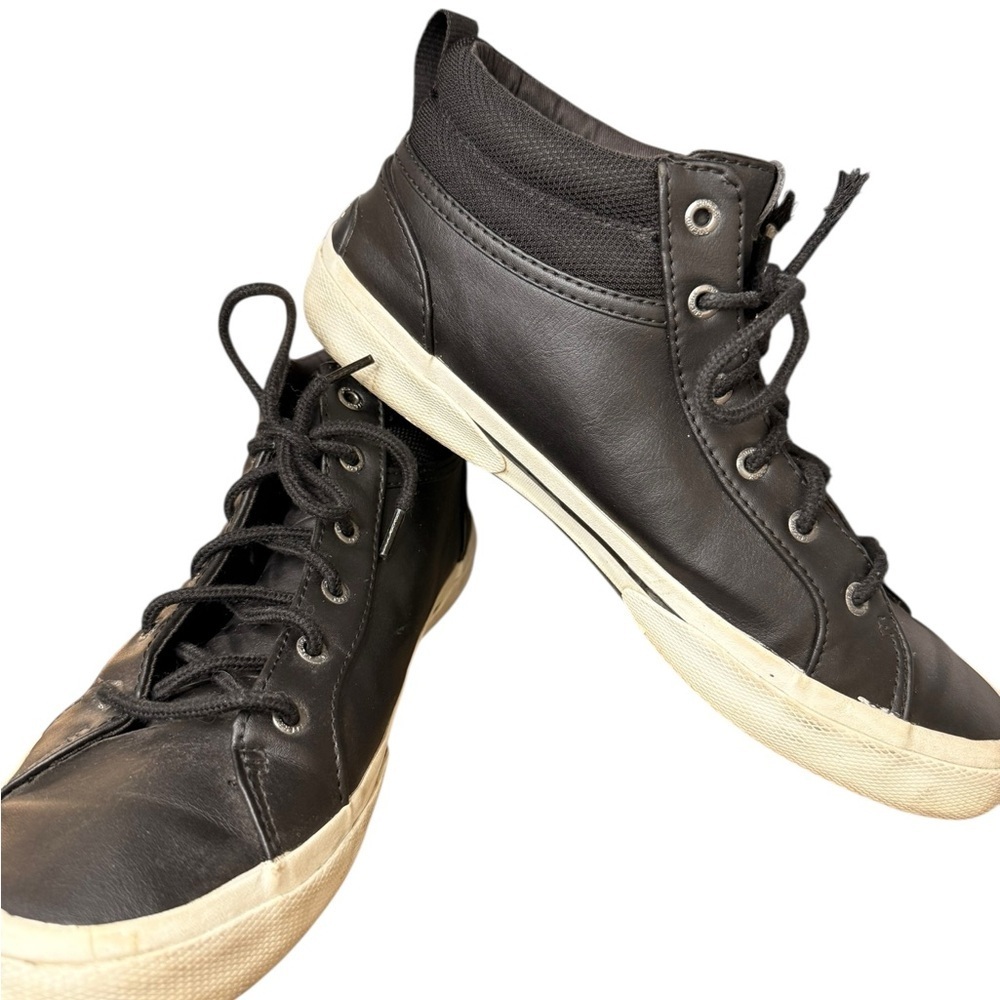 Sperry | Black Leather Pier Wave High-Top Slip On Sneakers | Sz 9.5M